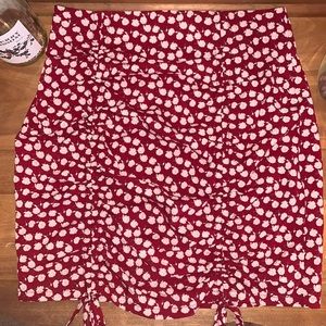 Red floral skirt